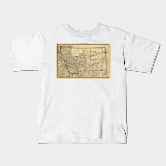 Vintage Map of Montana (1881) Kids T-Shirt by Bravuramedia
